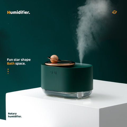 Elegant Planet Mist Humidifier – USB Rechargeable | Quiet Luxury Air Enrichment with Night Light Glow